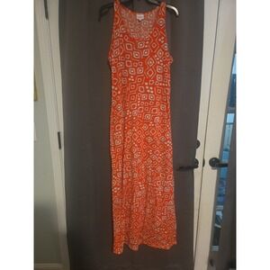 LuLaRoe Orange Geometric Print Sleeveless Maxi Dress, Women's‎ Large, Stretch